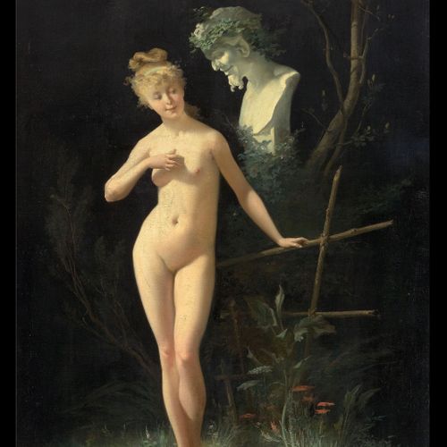 Geoffroy Jean (Marennes 1853 - 1924 Paris) "Nymph Before the Bust of a Faun" 187&hellip;
