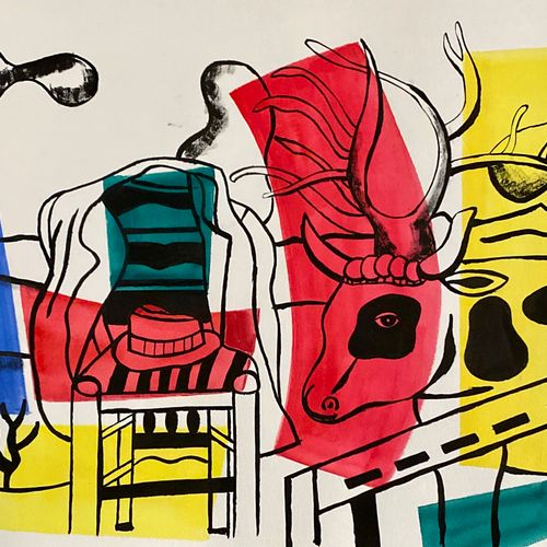 Fernand Léger "La chaise et la vache"
Gouache sur papier
1952
Monogrammée et dat&hellip;