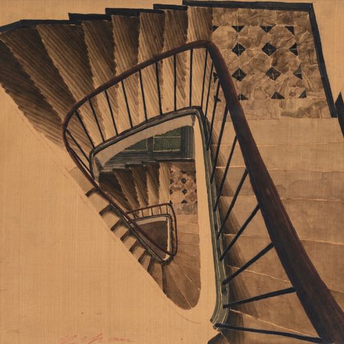 Sam Szafran "Escalier"
Aquarelle sur soie
Circa 1995
25 x 29 cm