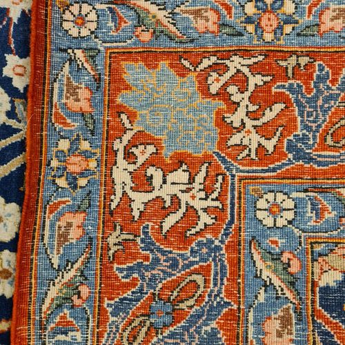 Null Teppich, Kaschmir, Persisches Muster, blau, ca. 134 x 198 cm
