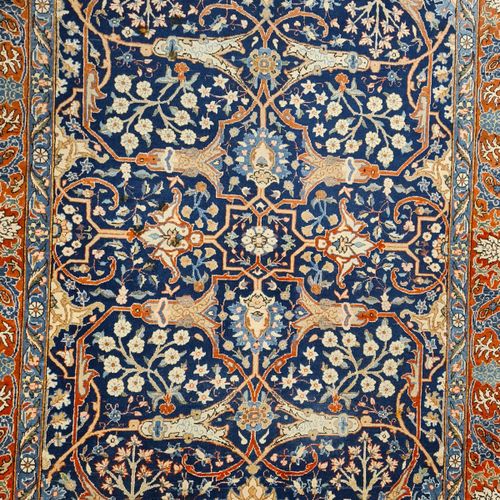 Null Tapis, cachemire, motif persan, bleu, environ 134 x 198 cm