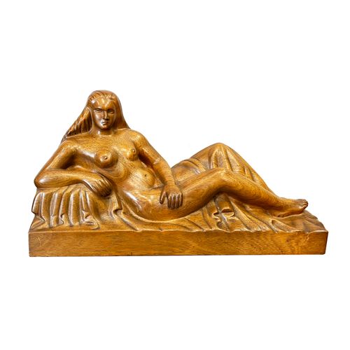 Talla en madera 木雕。"女性裸体"。30 x 55 x 15厘米。