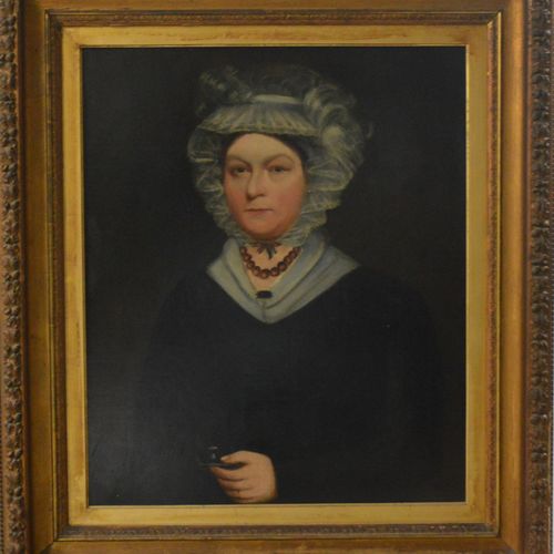 19th century British School, Ritratto di signora, olio su tela (tela ribattuta),&hellip;