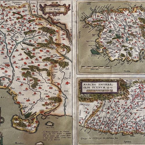 ORTELIUS, Abraham Corsica, with on the same plate two other maps of the regions &hellip;