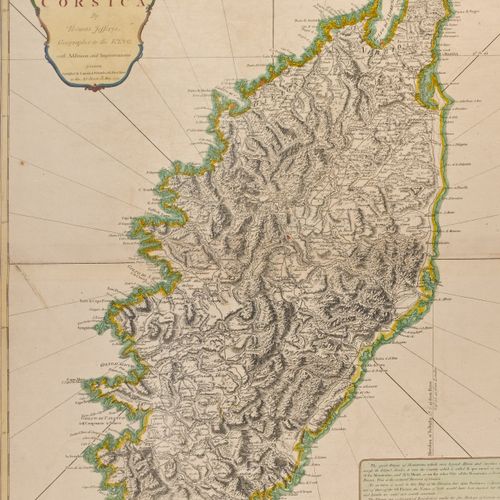 JEFFERYS, THOMAS Un nuevo mapa de la isla de Córcega. Londres, Laurie y Whittle,&hellip;