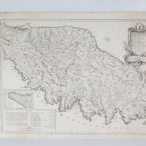 JAILLOT (Bernard). 科西嘉岛的特别地图，按其十个省或管辖区和四个封地划分。根据热那亚共和国的命令在现场进行了测量，并由老伯纳德-安托万-贾洛特&hellip;