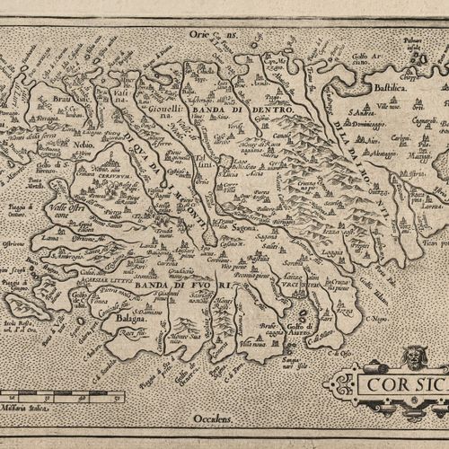 ORTELIUS, Abraham Corsica. Entre 1573 et 1608. 16,5 x 23,5. Tirage en noir.