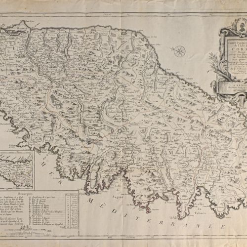 JAILLOT (Bernard). 科西嘉岛的特别地图，按其十个省或管辖区和四个封地划分。根据热那亚共和国的命令在现场进行了测量，并由老伯纳德-安托万-贾洛特&hellip;