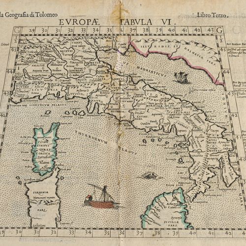 PTOLÉMÉE Europa tabula VI. Della geografia di Ptolemeo. Libro tercero 44. Cyrnus&hellip;