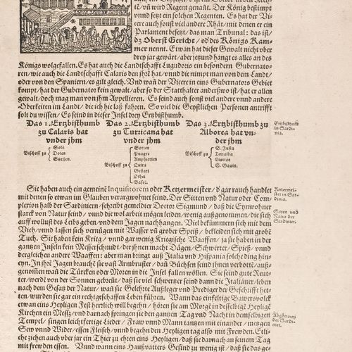 Munster Sebastian 科西嘉岛。12 x 8。印于1588年：Ccclriij页盖。Lvvvv，科西嘉岛下面有雕刻：Pipinius erober&hellip;