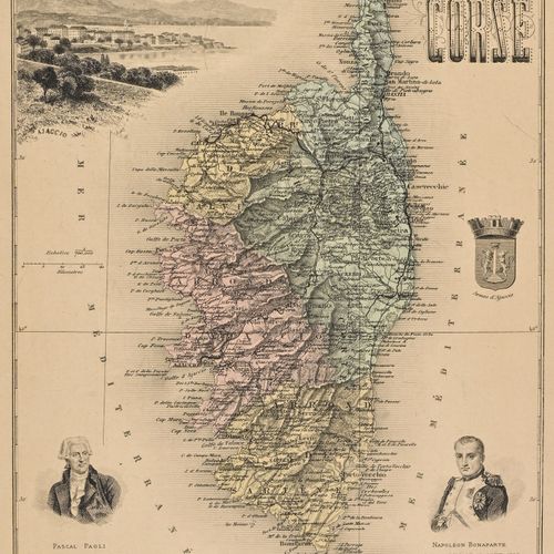 [Lot cartographie] 匿名。科西嘉岛古地图》。第1条。文本由P. Manzoni撰写，由G. Maini雕刻。佛罗伦萨，约1844年。53 x &hellip;