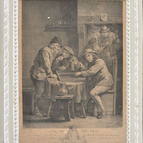 Null Paire d'eaux-fortes 

Tric-trac et tabagie

XVIIIe siècle

H. 38 cm - L. 28&hellip;