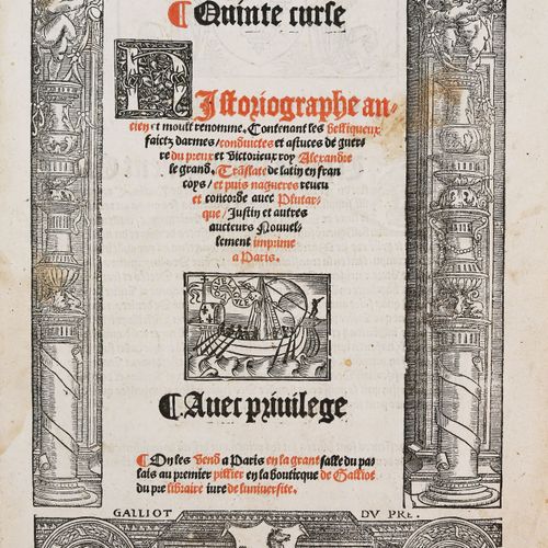 Null (1530). QUINTE-CURCE. ...LES BELLIQUEUX FAICTZ DARMES, CONDUICTES ET ASTUCE&hellip;