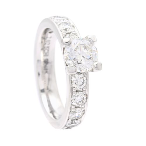 Null BAGUE, or blanc 18K, diamant taille brillant 1,02 ct, W(H)/VS1, inscription&hellip;