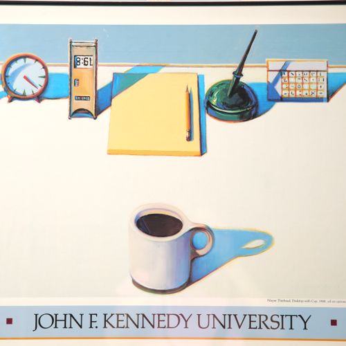 Wayne Thiebaud 上市艺术家Wayne Thiebaud为约翰-F-肯尼迪大学创作的流行艺术石版画。玻璃下有漂亮的框架。尺寸：24" x 20" 如&hellip;