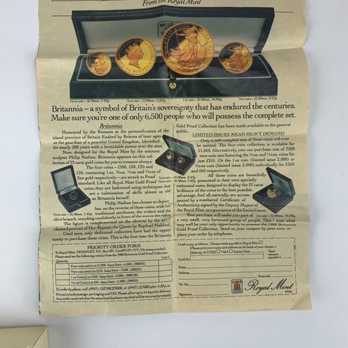 Null Coffret contenant une pièce d'or Britannia de 1/4 oz (£25) 1987 avec 2 x 50&hellip;