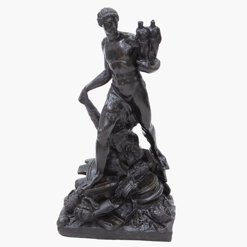 Null HERCULE VICTORIEUX, FRANCE V.1890. Sculpture en bronze représentant Hercule&hellip;