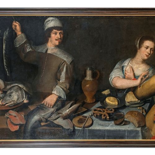 Null École flamande vers 1625
Étalage d'un marchand de poissons, allégorie du to&hellip;