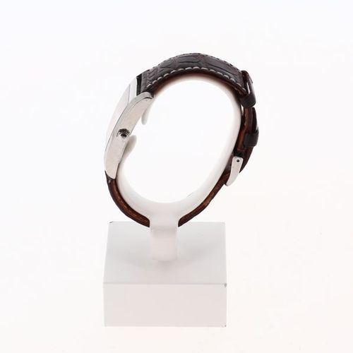 BAUME & MERCIER « Hampton » Montre rectangulaire en acier sur bracelet cuir et b&hellip;