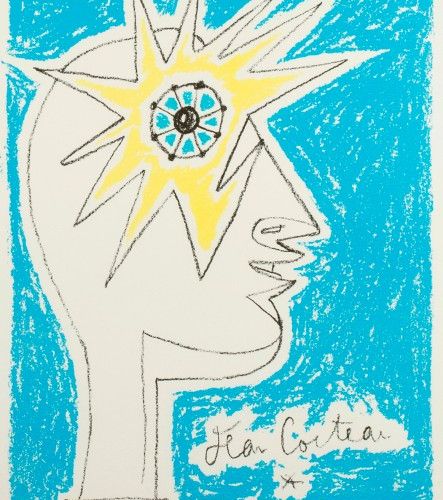 COCTEAU Jean (1889-1963) Profil à l'étoile
Lithographie en couleurs sur vélin, s&hellip;