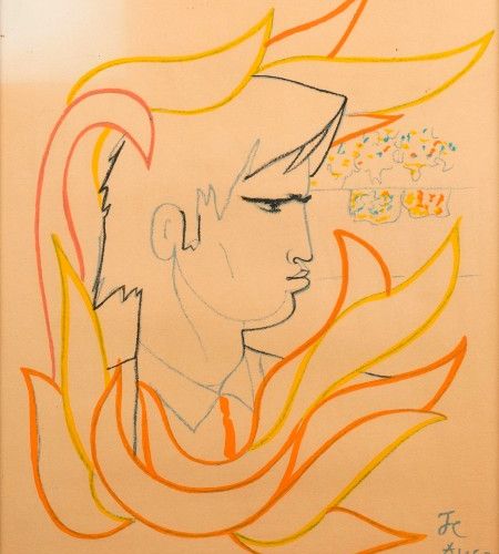 COCTEAU Jean (1889-1963) Profil d' homme vers la droite
Lithographie en couleurs&hellip;