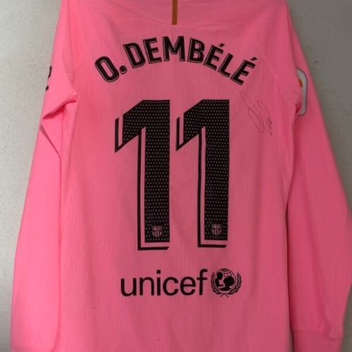 Ousmane DEMBELE，FC Barcelona，官方主场球衣，长袖 ，前锋位置，N°：11，NIKE，绿黑粉色，分配给Ousmane DEMBELE，&hellip;