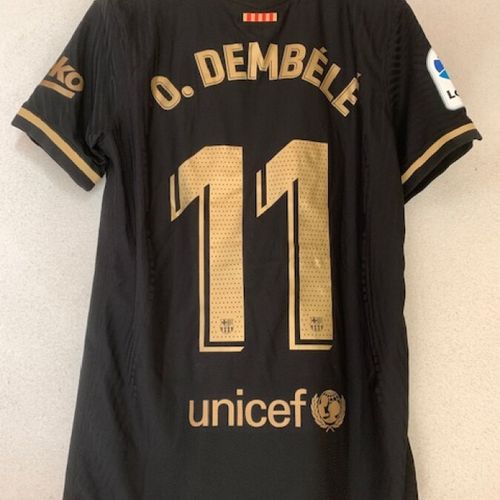 Null Ousmane DEMBELE，巴塞罗那俱乐部，官方主场球衣，短袖，前锋位置，号码：11，NIKE，黑金色，分配给Ousmane DEMBELE，签名&hellip;