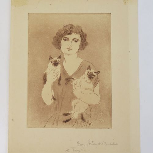 Null FOUJITA (Léonard Tsuguharu). Woman with Cats (Portrait of Claude Dazil). [1&hellip;