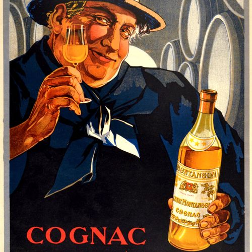 Unknown Affiche Ancienne Affiche publicitaire originale pour le Cognac Montangon&hellip;
