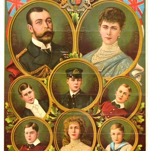 Unknown Affiche Ancienne Original antique poster set with portraits of the Briti&hellip;