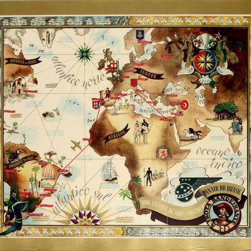 Eymonnet Affiche Ancienne Original vintage travel advertising map for Panair Do &hellip;