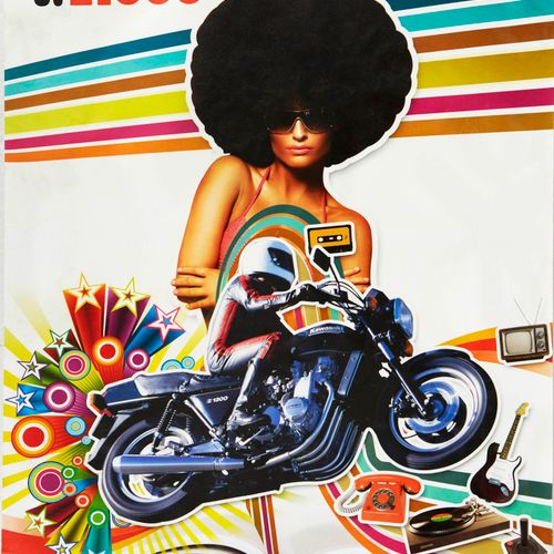Unknown Affiche Ancienne Original vintage Kawasaki motorcycle advertising poster&hellip;