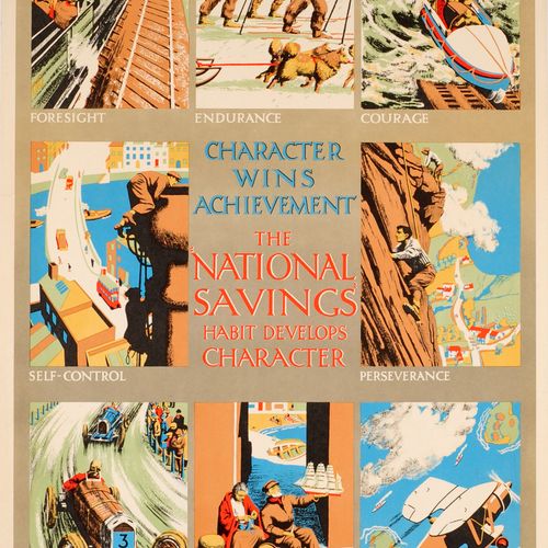 Nowell Edwards Affiche Ancienne Original vintage National Savings poster : Chara&hellip;