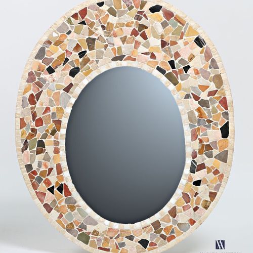 Null Miroir décoratif de forme ovale composé de tesselles contrecollées sur fibr&hellip;