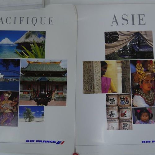Null Quatre affiches AIR FRANCE: Asie, Pacifique, Péninsule arabique, Afrique, 1&hellip;