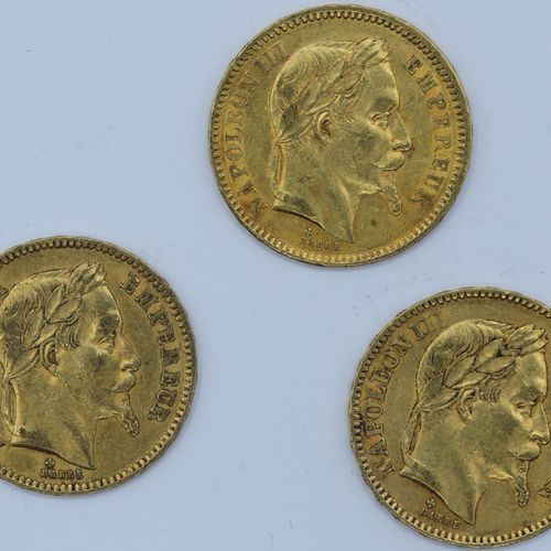 Null 3 Monnaies 20 Francs OR. Napoléon III.

1862 BB x 1 et 1863 BB x 2.

Poids &hellip;