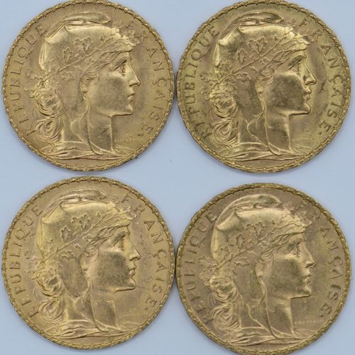 Null 4 Monnaies 20 Francs OR au Coq.

1911 x 3 et 1912 x 1.

Poids : 25,82grs.

&hellip;