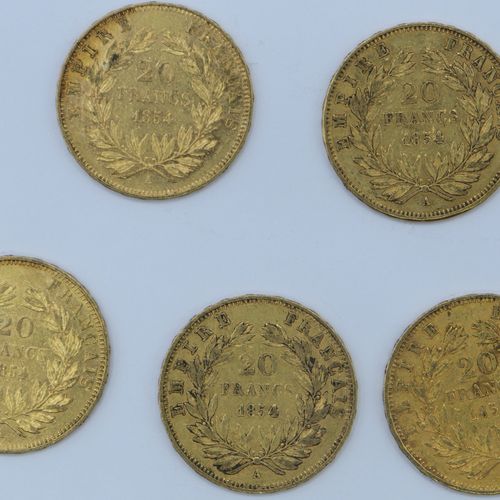 Null 5 Monnaies 20 Francs OR. Napoléon III.

1854 A.

Poids : 32,13grs



Estima&hellip;