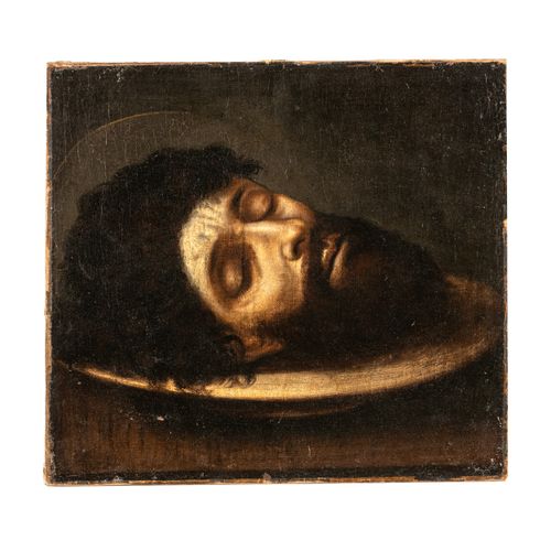 PITTORE DEL XVII-XVIII SECOLO 施洗约翰的头
布面油画，35.5X39厘米

这幅画根据文艺复兴时期的传统图标描绘了躺在盘子上的施洗&hellip;