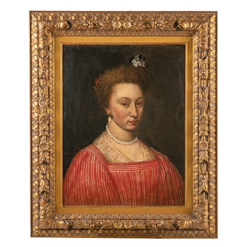 PITTORE TOSCANO DEL XVI-XVII SECOLO 一位女士的肖像
布面油画，65X50厘米

这幅肖像被统称为Santi di Tito（&hellip;