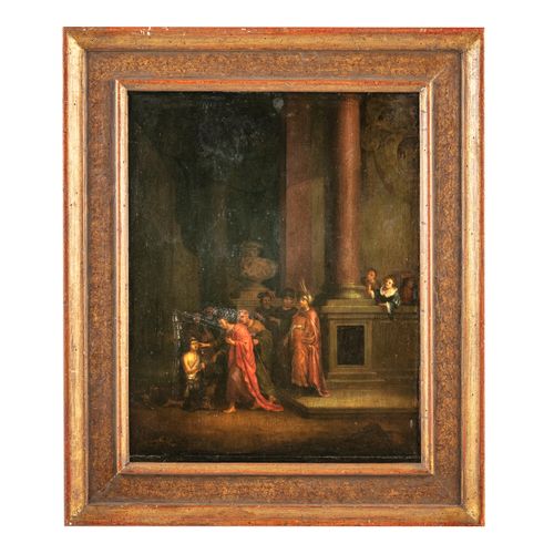 PITTORE OLANDESE DEL XVII-XVIII SECOLO 治愈出生的盲人
板上油画，51X41厘米

这幅画揭示了受伦勃朗-哈门松-范-赖恩&hellip;