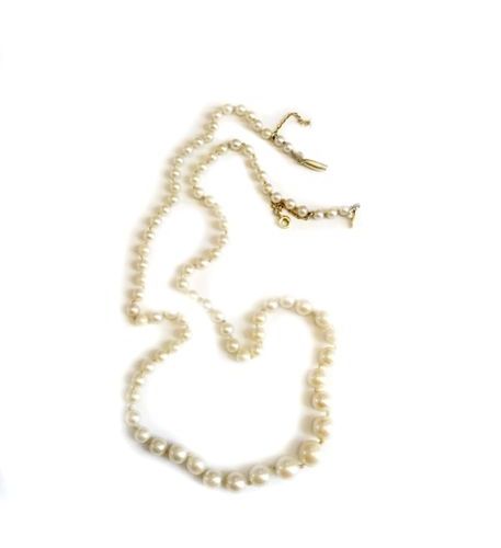 Null Collier 1 rang de perles de cultures en chute, le fermoir en or jaune 18K (&hellip;