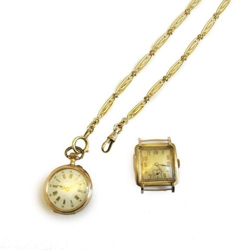 Null Lot composé de 2 montres en or jaune 18k (750), 1 montre bracelet pour homm&hellip;