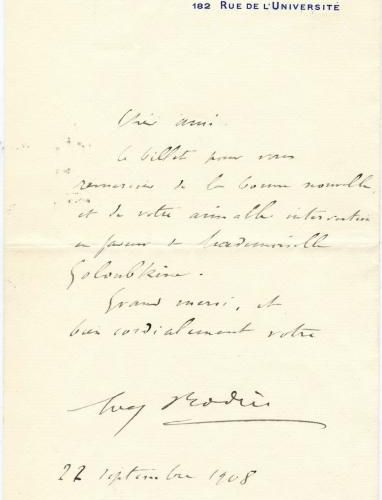 RODIN Auguste (1840-1917) Sculpteur français. Lettre signée "Auguste Rodin", 1 p&hellip;