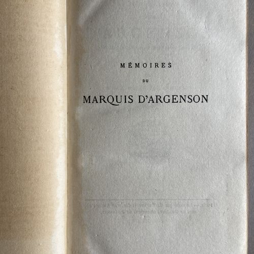 ARGENSON (René, marquis d') Mémoires et journal inédit du marquis d'Argenson, mi&hellip;