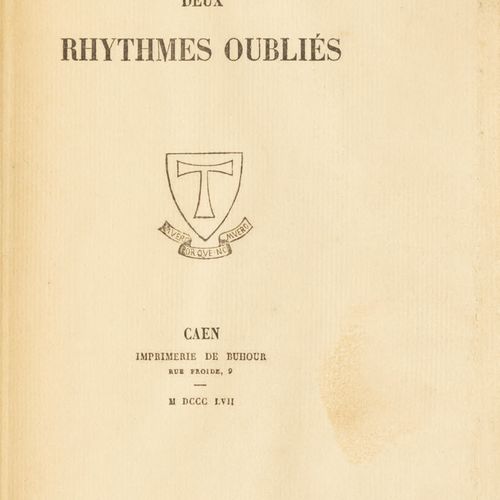 BARBEY D'AUREVILLY (Jules) 两个被遗忘的节奏卡昂，Buhour 出版社，1857 年。12开小正方形，红色半马赛克封面，有角，未修边，&hellip;
