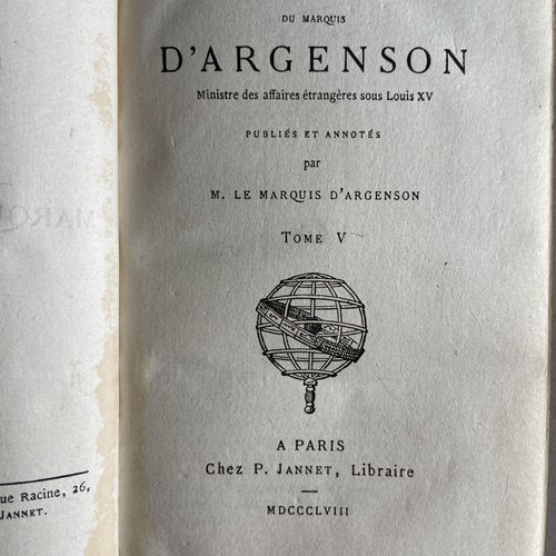 ARGENSON (René, marquis d') Mémoires et journal inédit du marquis d'Argenson, mi&hellip;