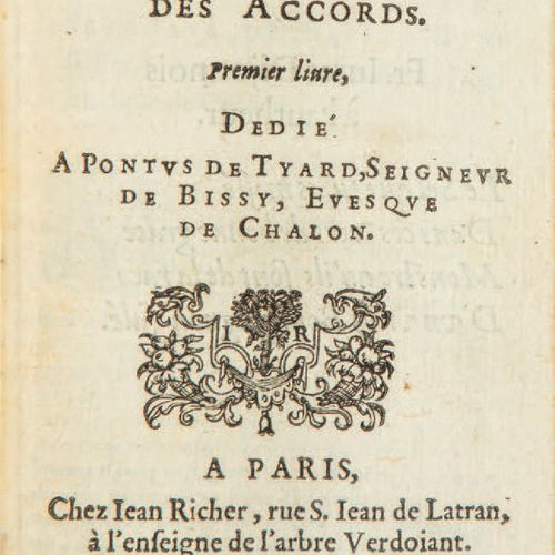 TABOUROT (Étienne). I tocchi. Premier [- Cinquiesme] livre. Parigi, Jean Richer,&hellip;