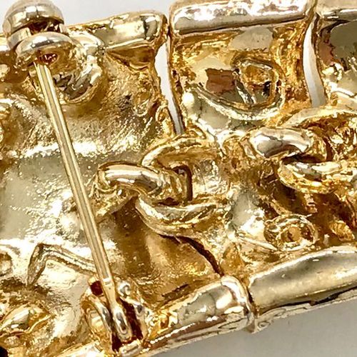 Broche Spilla da passeggio in argento placcato oro con tigre. Circa 70. (18,5 cm&hellip;