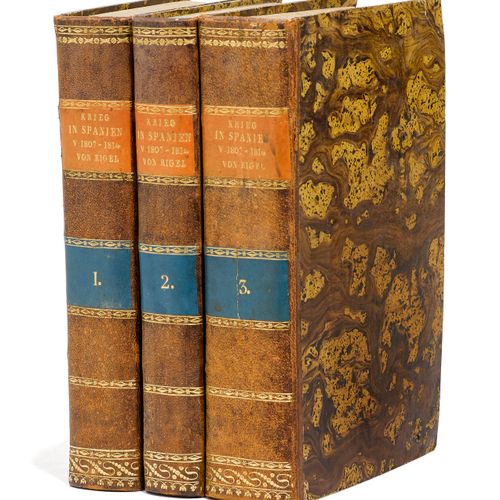 Null MILITARIA -
Rigel, Franz Xaver.
1807-1814年比利牛斯半岛上的七年斗争。3卷。有3个门诊。Karcher和Sch&hellip;